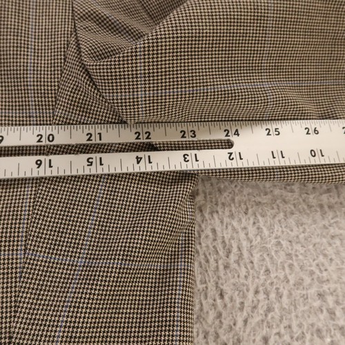 VINTAGE Polo Ralph Lauren Jacket M Beige Houndstooth Blue Overcheck Wool USA 42R - Picture 13 of 17