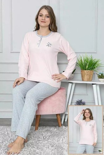 Damen Pyjama Schlafanzug Lang 2-Teiler Set C-75 - Bild 10 von 12