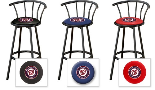 MLB Bar Stool 24" or 29" Tall Black Metal Swivel Seat with Backrest Team Logos - Picture 34 of 34