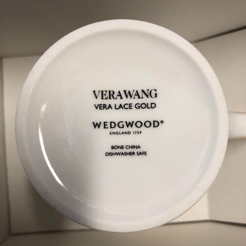 Wedgwood Vera Wang Lace Gold Silver Mug Pair Cup - Picture 8 of 12