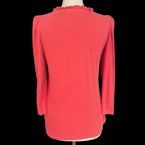 Top Sundry Evereve Cuello Volantes Talla 2 M Mangas Hinchadas 3/4 Coral Pima Algodón EE. UU. - Imagen 6 de 9