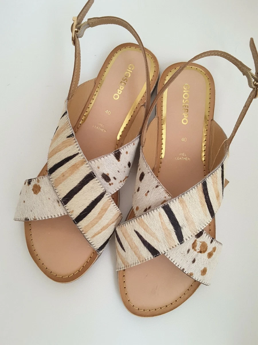 Cow print sandals hot sale