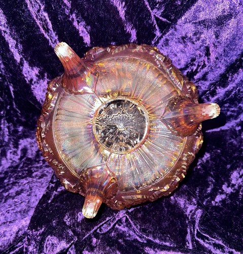 Imperial Glass Ohio Rose Marigold Iridescent Footed Bowl - Picture 4 of 4