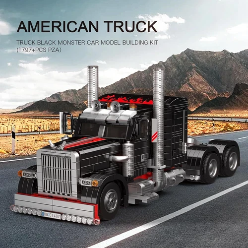 Mould King Technic American Heavy Truck Model Building Blocks Black 1797pcs Gift - Picture 5 of 15