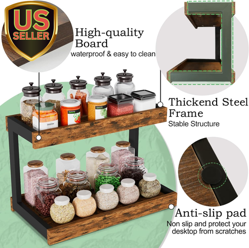 2 Tier Spice Rack Organizer for Countertop, 15.8''L Coffee Station/Bathroom O... - Picture 2 of 12