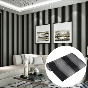 Modern 10m Stripe Wallpaper Bold Charcoal Grey Black White Silver