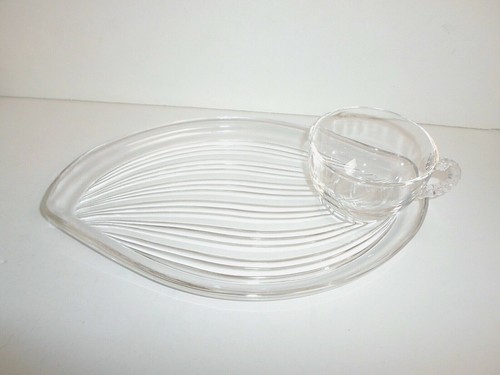 Lot of 8 *Federal Glass* Hawaiian Leaf Tea Cup Snack Set Coffee Plate *Serves 4* - Picture 2 of 6