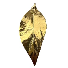 Vintage Gold Dipped Real Preserved Leaf Pendant Shiny Metallic Large Size