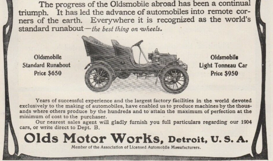 1904 Oldsmobile Olds Motor Works Detroit USA Pre WWI Historic Full-page Print Ad - Image 3 of 4