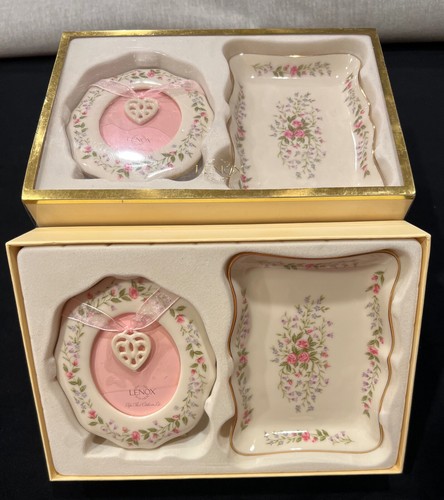 Klassisches Lenox Rahmen & Tablett & Herz Charm Set ~ Hochzeit Party/Mama Geschenke - Bild 1 von 7