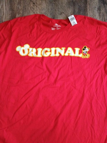 Disney Mickey Mouse Original T-Shirt Mens 2XL Red Solid Short Sleeve New NWT - Picture 2 of 6