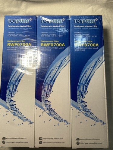 3 Pack IcePure Refrigerator Water Filter RWF0700A-S System Model Replacement - Picture 1 of 7