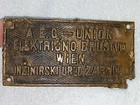 AEC WIEN AUSTRIA ELECRTIC ENGINEERING COMPANY SIGN PLATE WIEN ZAGREB CROATIA WWI