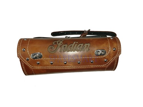 PURE LEATHER TOOL ROLL BAG ENGRAVED FOR INDIAN CHIEF MOTORCYCLE IN TAN COLOR # - Picture 7 of 7