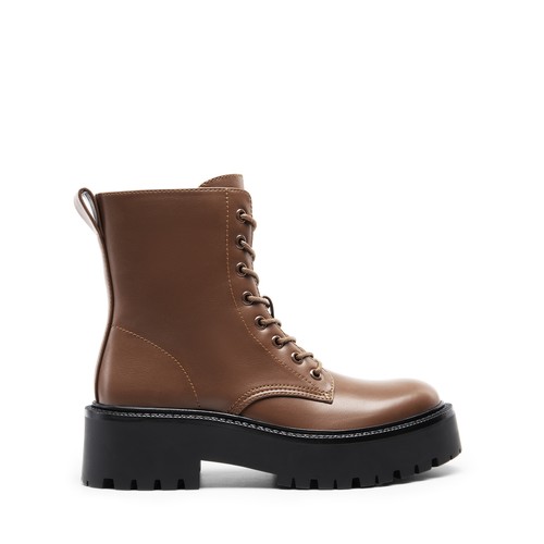 Women Combat Boots Low Heel Round Toe Lace Up Side Zipper Ankle Boots - Picture 15 of 27