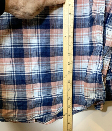 Orvis Hemd Damen klein blau rosa Leinen kariert Rollriegelärmel Westernpasse - Bild 4 von 7