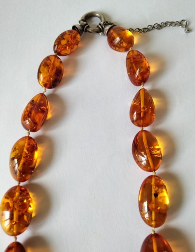 Vintage Amber Necklace Brooch 925 Silver - Picture 5 of 18