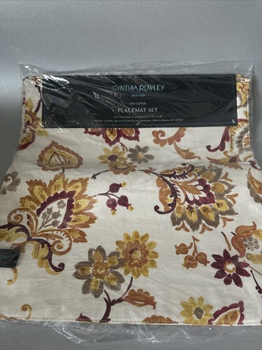 Juego de manteles y servilletas Cynthia Rowley 8 piezas cachemira algodón multicolor NUEVO - Imagen 4 de 9