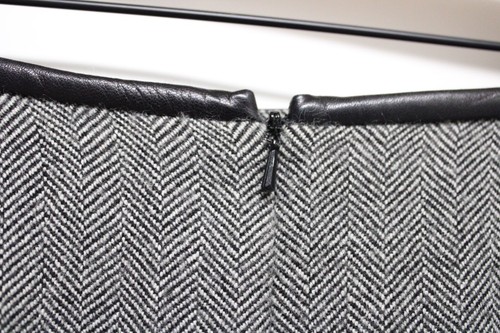 Vintage Talbots Wool Maxi Skirt Size 10 Herringbone Tweed Leather Trim Modest - Picture 6 of 11