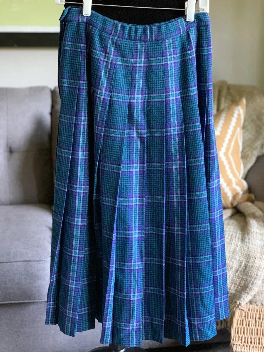 Blue plaid vintage clearance skirt