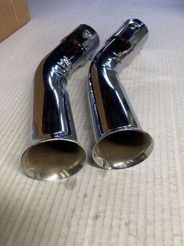 2" X 12"" Chrome Exhaust Replacement Pipes Pair CURVED & FLARED PERFECTION EX - Picture 4 of 5