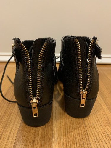 Steve Madden Black Faux-Leather Cutout Bootie Shoetie - Picture 4 of 10