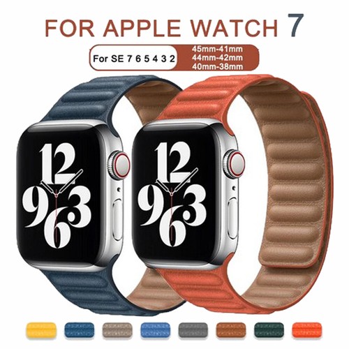 Pulsera de enlace de cuero genuino Magnetic Band Loop para Apple Watch 7 / SE / 6 / 5 / 4 / 3 / 2 - Imagen 4 de 38