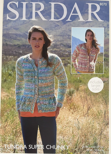 Ladies chunky leaf lace band cardigan KNITTING PATTERN long + short Sirdar 8070 - Picture 1 of 7