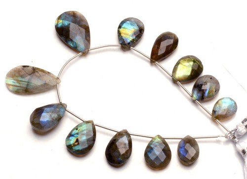 Loose Beads for Jewelry Rainbow Fire Labradorite Gem 14x10 to 25x16 mm Pear 8" - Picture 11 of 11