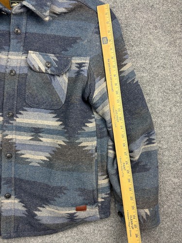 Jachs New York Shacket Men's L Blue Aztec Faux Fur Lined Heavy Wool Blend Button - Picture 4 of 8