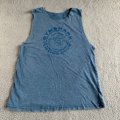 Gymshark Shirt Mens Small Blue Tank Top Vest Distressed Training Sports Gym - Picture 2 of 8
