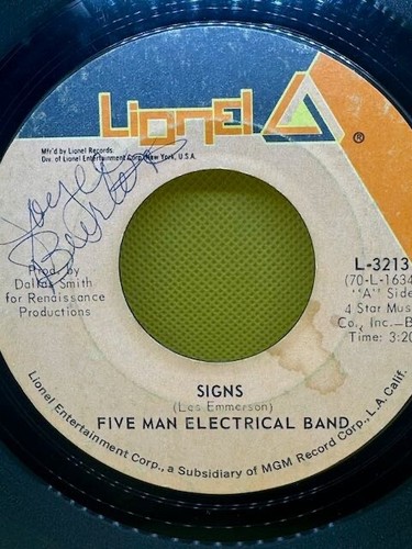 FIVE MAN ELECTRICAL BAND - SIGNS 45 rpm single Rare LIONEL Label - Imagen 2 de 4