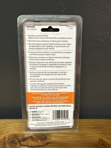 Dorman HELP! Black Key Fob - 99555 for HONDA replacement keyfob to be cut - Picture 2 of 2