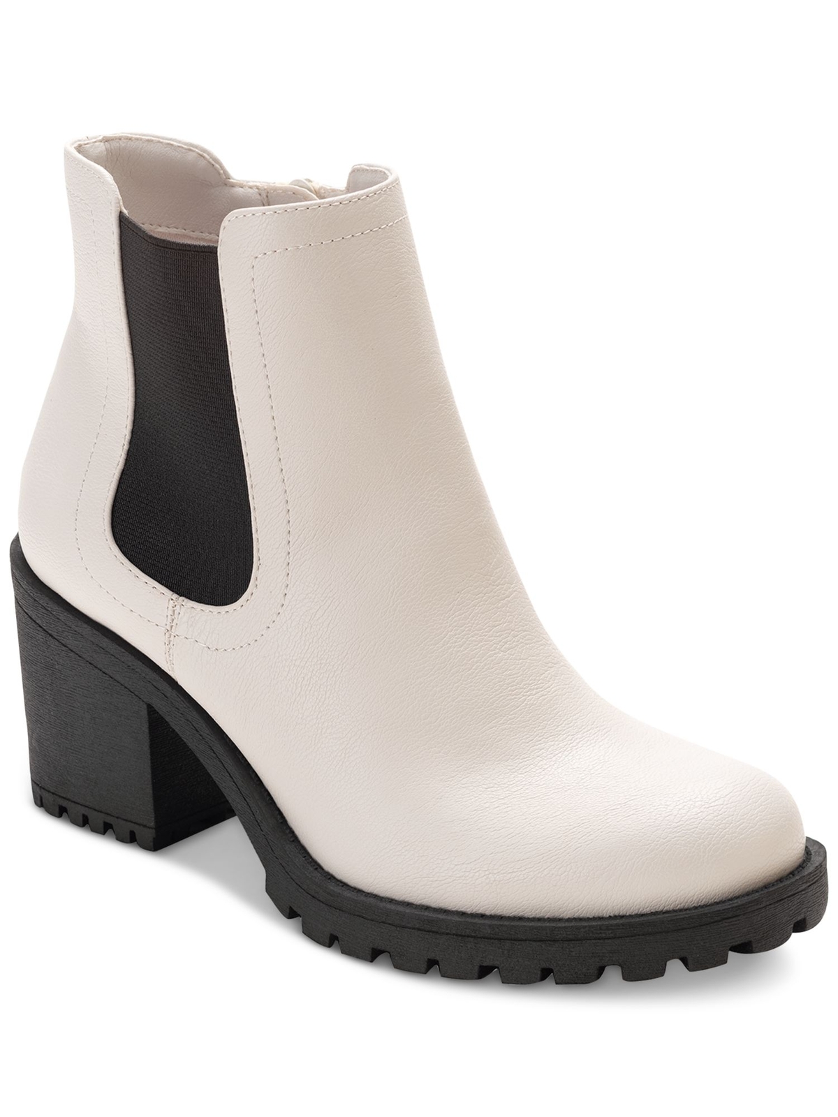 Женские белые туфли-челси Goring Morghan с круглым носком и блочным каблуком на молнии от SUN STONE, 11 M