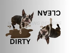 BOSTON TERRIER Clean Dirty Dishwasher Flexible Magnet