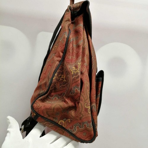 Etro Profumi Paisely pattern Backpack Brown Nylon Logo plate Casual Medium size - Picture 4 of 15