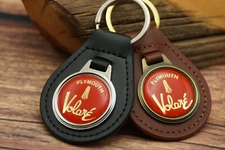 NEW VINTAGE 1970's PLYMOUTH VOLARE CAR Leather Key Chain Ring Fob NOS