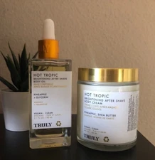 Set of 2 -Truly Hot tropic Brightening after Shave body oil and cream-Pineapple