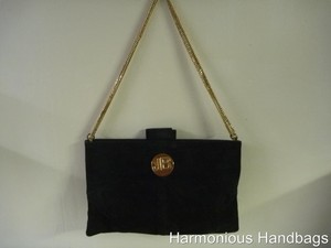 small black suede clutch bag