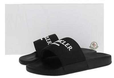 【関税&送料込み】Moncler Basile Shoes NEW MONCLER BLACK BASILE X RAISED LOGO RUBBER SLIDE SANDALS