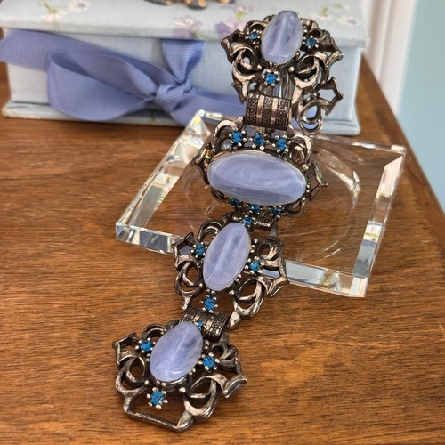 Pulsera Selro Selini azul lucita y estrás vintage sin firmar - Imagen 10 de 10