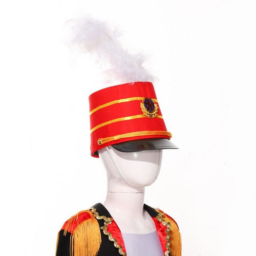 Sombrero Ceremonial Redoblante Equipo Sombrero Comando Gorras Sombrero Alto con Pluma Blanca - Imagen 20 de 33