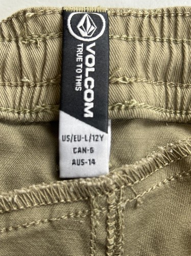 Volcom Frickin Elastic Drawstring Chino Shorts Big Boys Sz L (12) Khaki NWT $40 - Picture 7 of 14