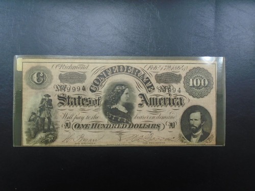 "T-65 1864 $ 100 HUNDERT CSA KONFÖDERIERTE STAATEN VON AMERIKA ""LUCY PICKENS""" - Bild 6 von 6