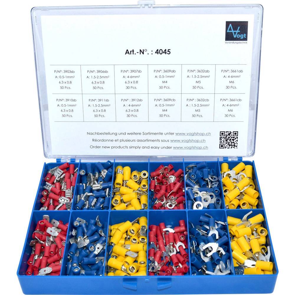 520er Multipack Vogt Verbindungstechnik 4045 Quetschverbinder-Сортировка по размеру 0,50 мм2