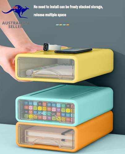 Desk Organizer with Drawers, Stackable Desktop Organizer Desk Accessori - Picture 5 of 12