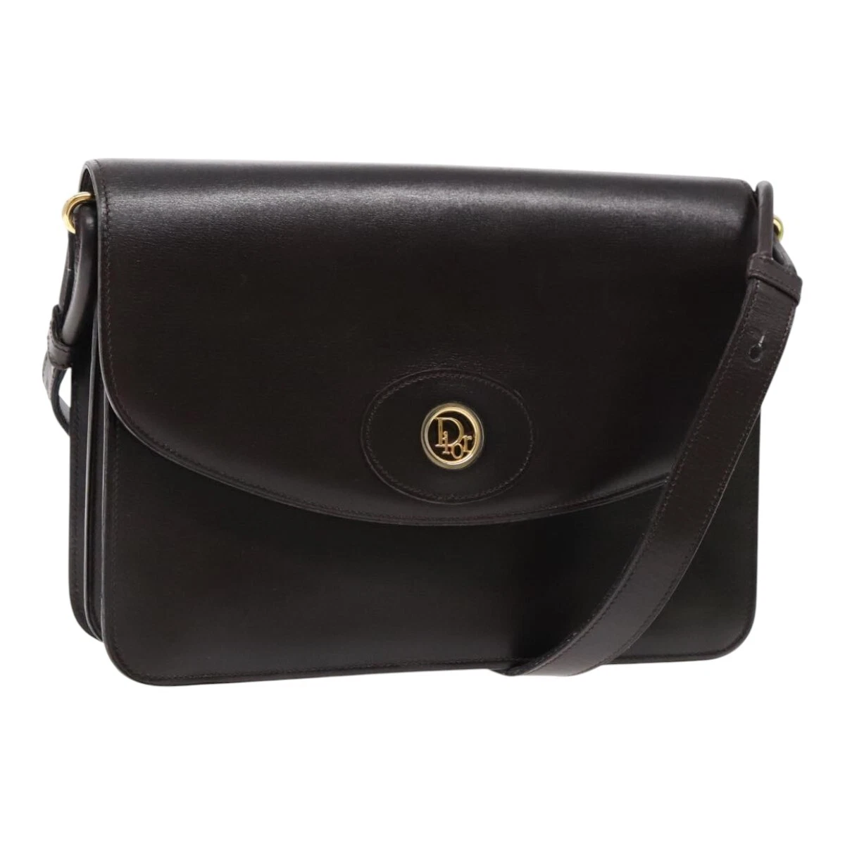 Sac bandoulière Christian Dior cuir marron or argent authentique fm3937