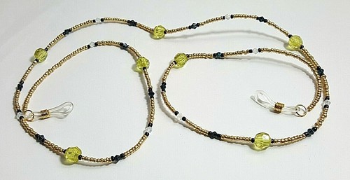 Cadena de gafas con cuentas hecha a mano soporte cordón facetado cuentas de opalita - Imagen 2 de 4
