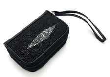 Stingray Leather Skin Authentic Mens Wallet Money Card Key Holder Black NEW WOT