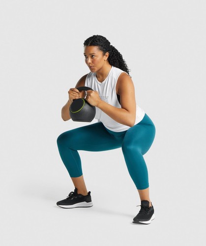 Gymshark Leggings Allenamento 7/8 Teal Taglia M Medium B1A1V - Foto 4 di 6